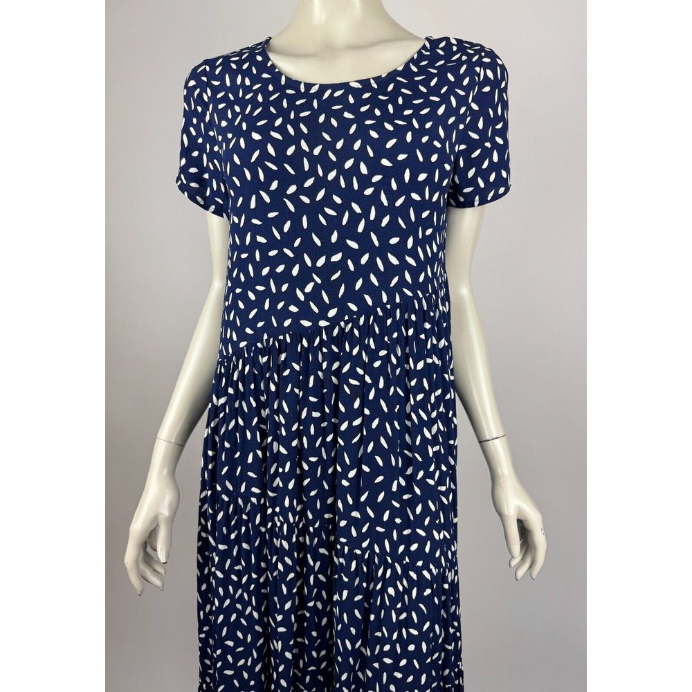 Mister Zimi Short Sleeve Maxi Dress Women 4 EUC Scoop‎ Neck Blue Lightweight - Picture 10 of 16